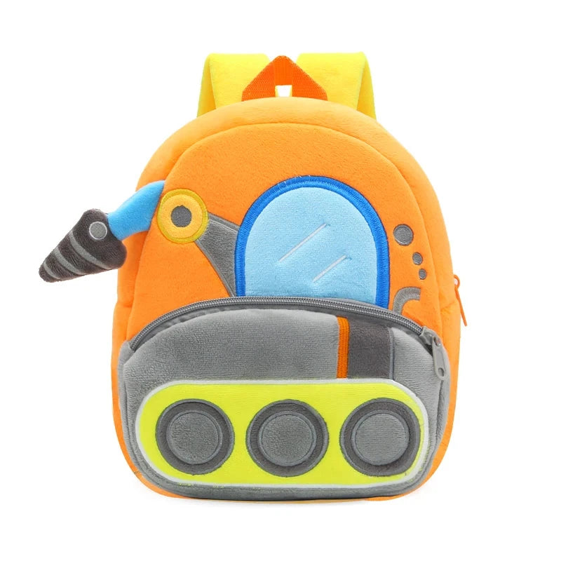 2-4 years old kids engineering backpack cartoon excavator backpack plush kids small school bag toy backpack GlowCart