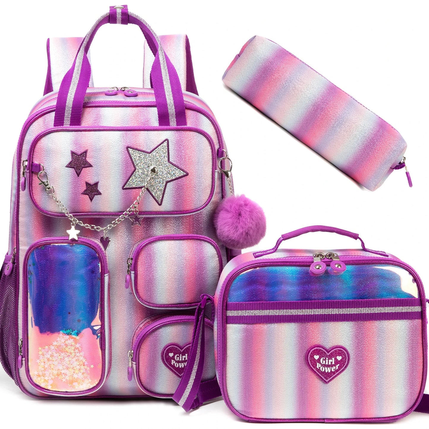 School Bags for girls Backpacks for Kids with Lunch Bag and Pencil CasesCute Backpacks for Kindergarten and Elementary School GlowCart