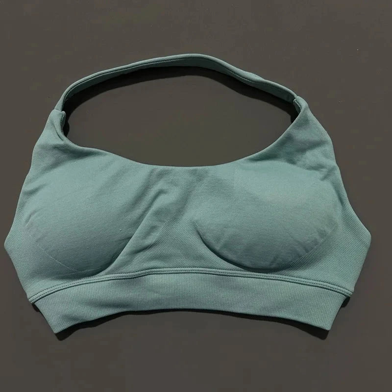 HISTELLO Impact Sports Bra Women Seamless Halter Clothes Push-up Vest Brassiere Gym Top Backless Yoga Workout Running Underwear GlowCart