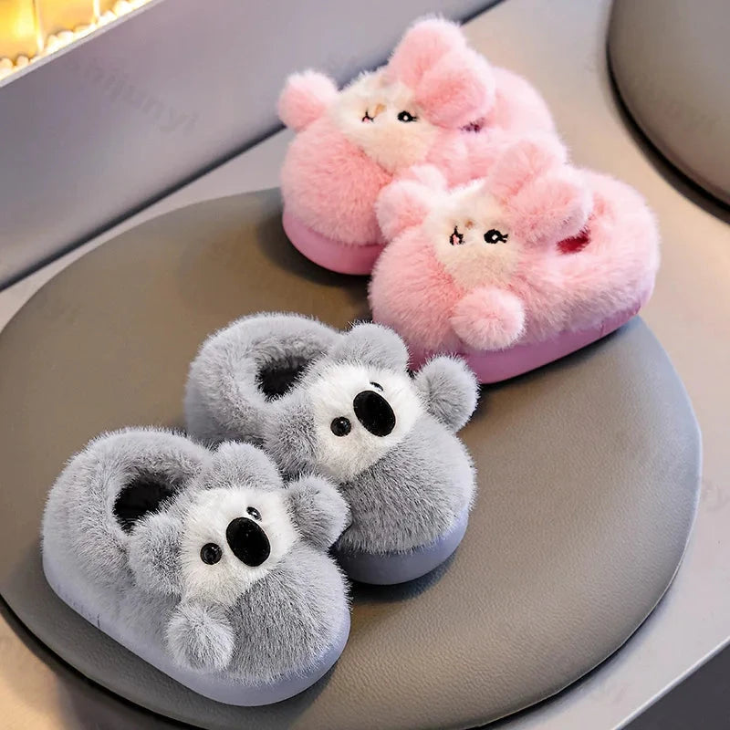 Children Cotton Shoes 2025 Winter Plush Cotton Slippers Boys Girls Cute Cartoon Comfort Anti Slip Indoor Warm Cold-proof Shoes GlowCart