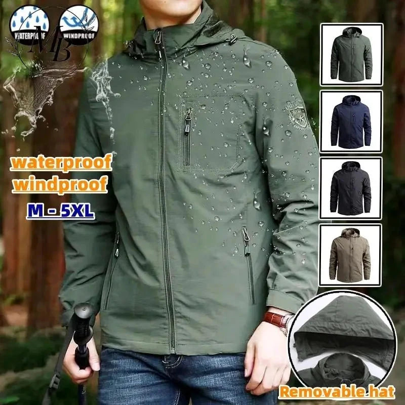 Spring Men Outdoor Waterproof Jacket Plus Size Windbreaker GlowCart