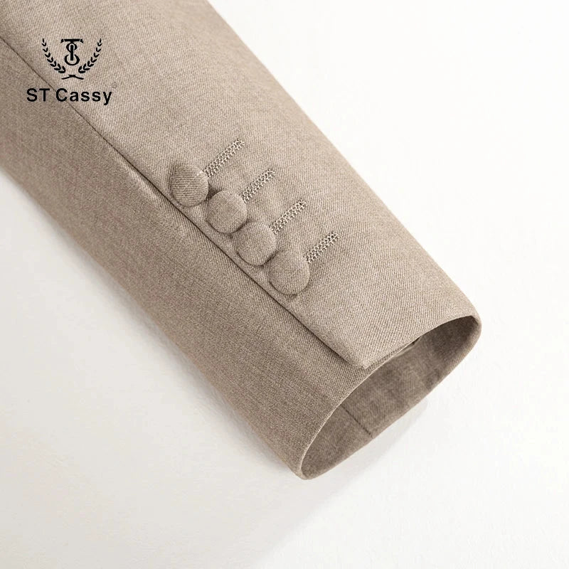 ST Cassy Elegant man suit for wedding peach Slim Fit Double GlowCart