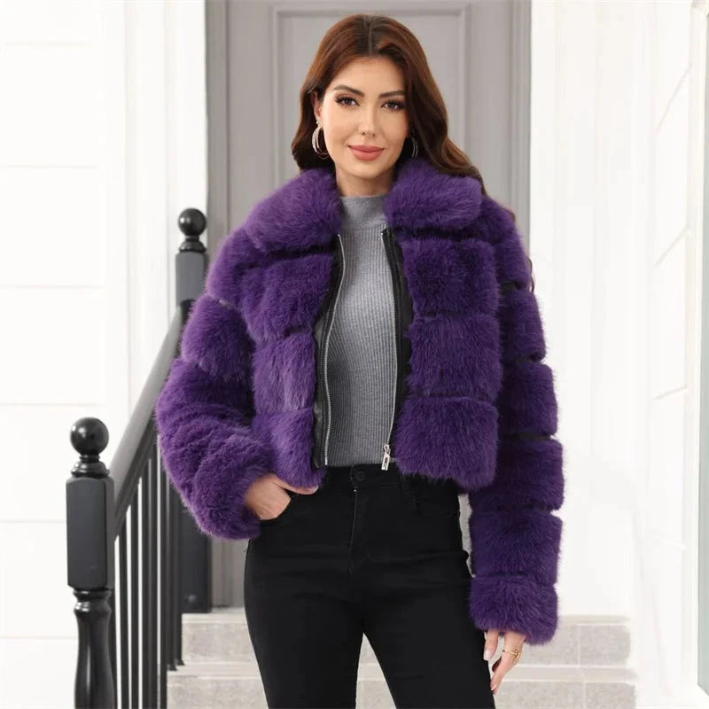 2025 Winter Faux Fur Coat Woman Women's Coats Plush Female GlowCart