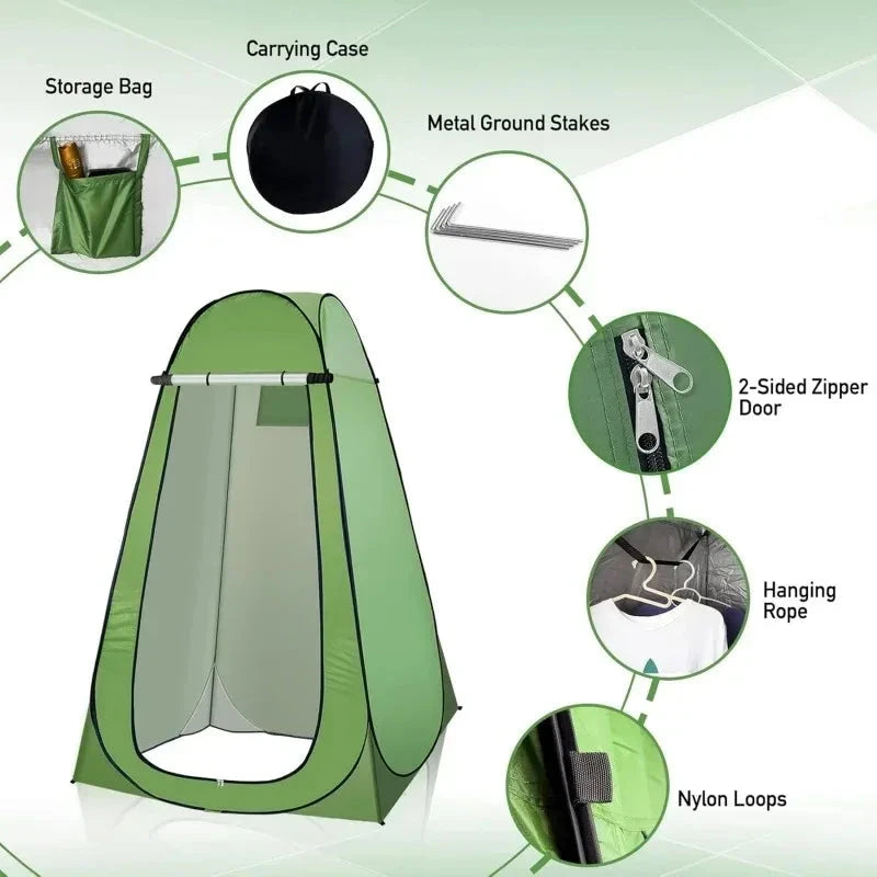 Portable Pop Up Privacy Tent Outdoor Shower Toilet With GlowCart