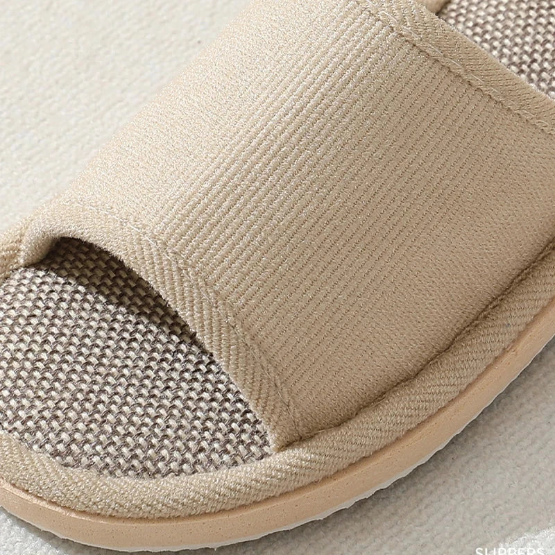 Men Linen Slippers Couples Fashion Women Casual Home Slippers Indoor Floor Flat Shoes Sandals Slides Four Seasons At Home GlowCart