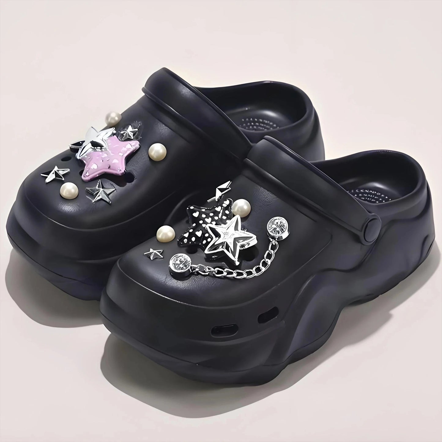 Women DIY Silver Butterfly-Knot Fashion Bow Decor Clogs GlowCart