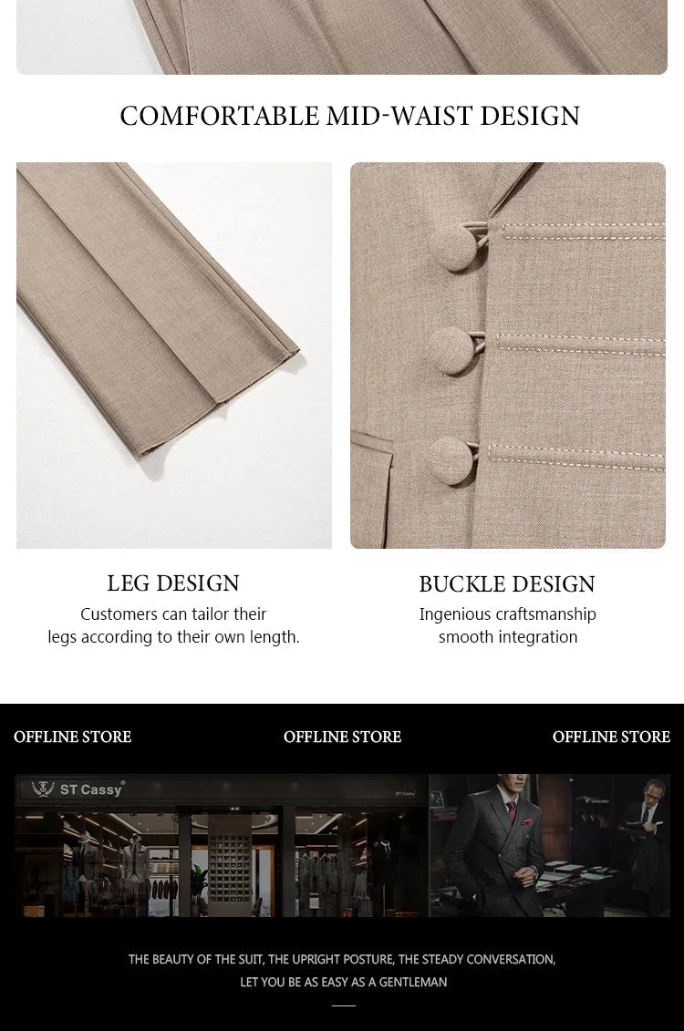 ST Cassy Elegant man suit for wedding peach Slim Fit Double GlowCart