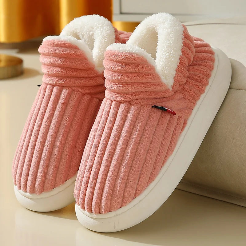 Smile PoP Winter Plush Men Cotton Shoes Warm Plush Men House Slippers Outdoor Soft Non Slip Women's Shoes Casual Furry Men Shoes GlowCart