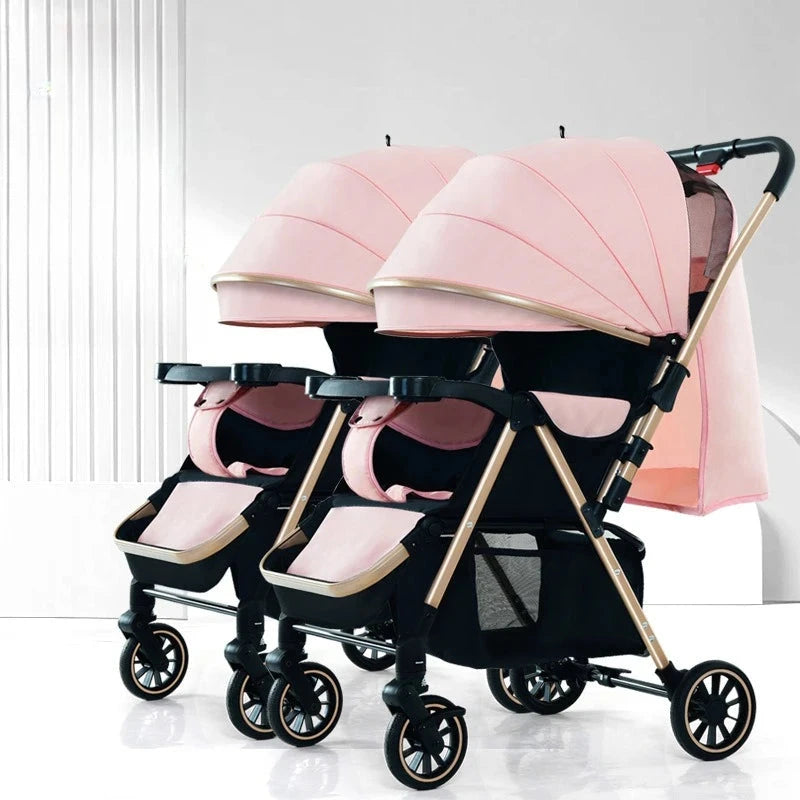Detachable Twin Baby Stroller for Second Child, Can Sit or Lie Down, Foldable Baby Stroller for Children To Go Out GlowCart