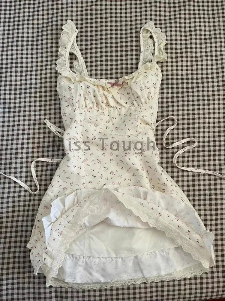 Summer French Sweet Tunic Waist Dress Women Gentle Strappy GlowCart