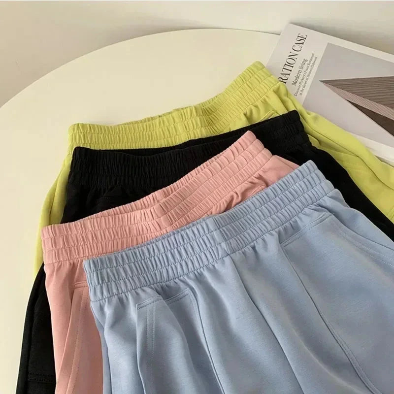 Women Simple Soft Shorts Large Size Casual Shorts Yoga Beach Pants Female Sports Shorts Wide Leg Bottoms Hot Streetwear GlowCart