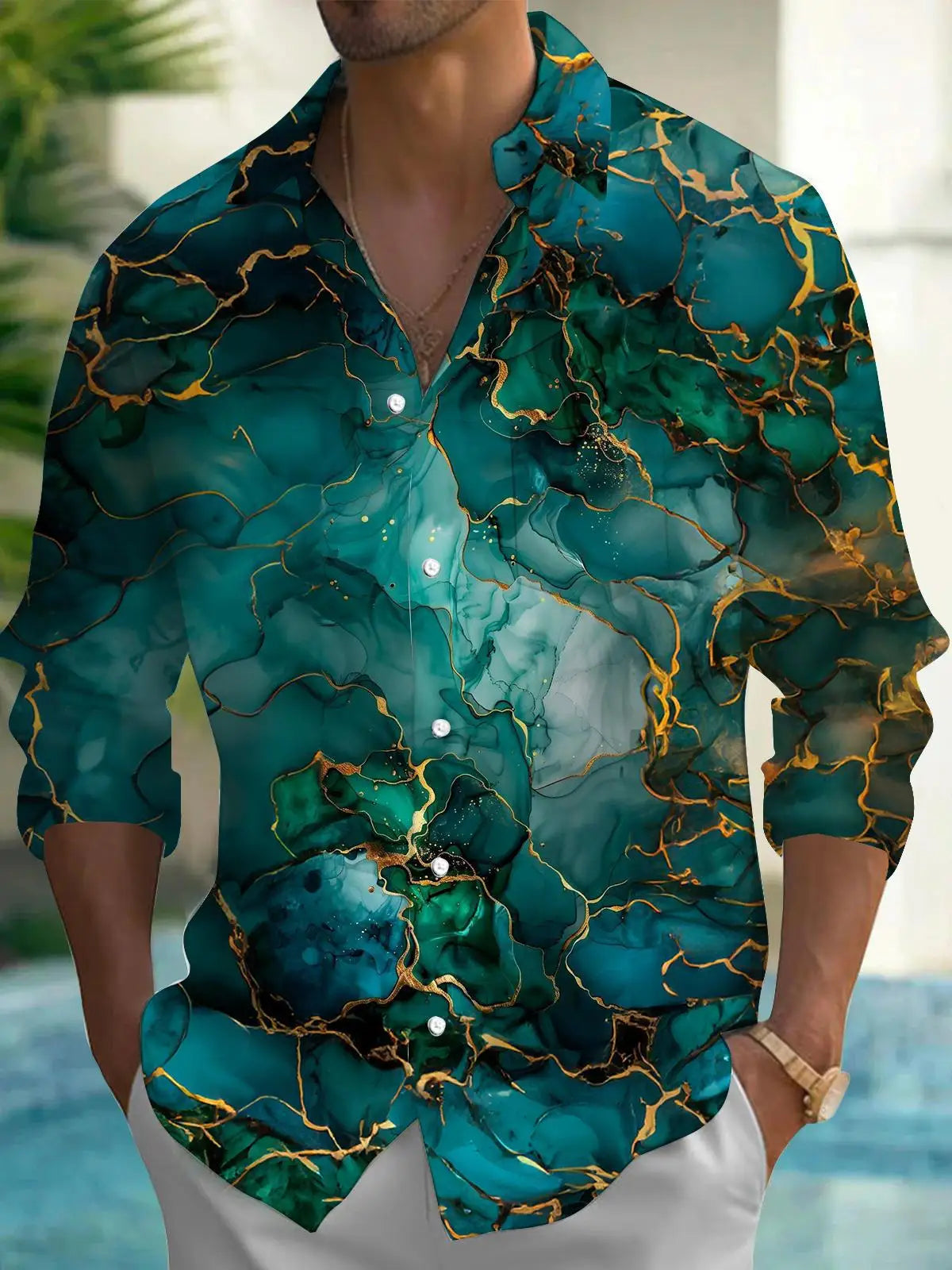 Men's shirts, button down shirts, casual shirts, spring and summer, printed long sleeves, daily, fashionable, comfortable GlowCart