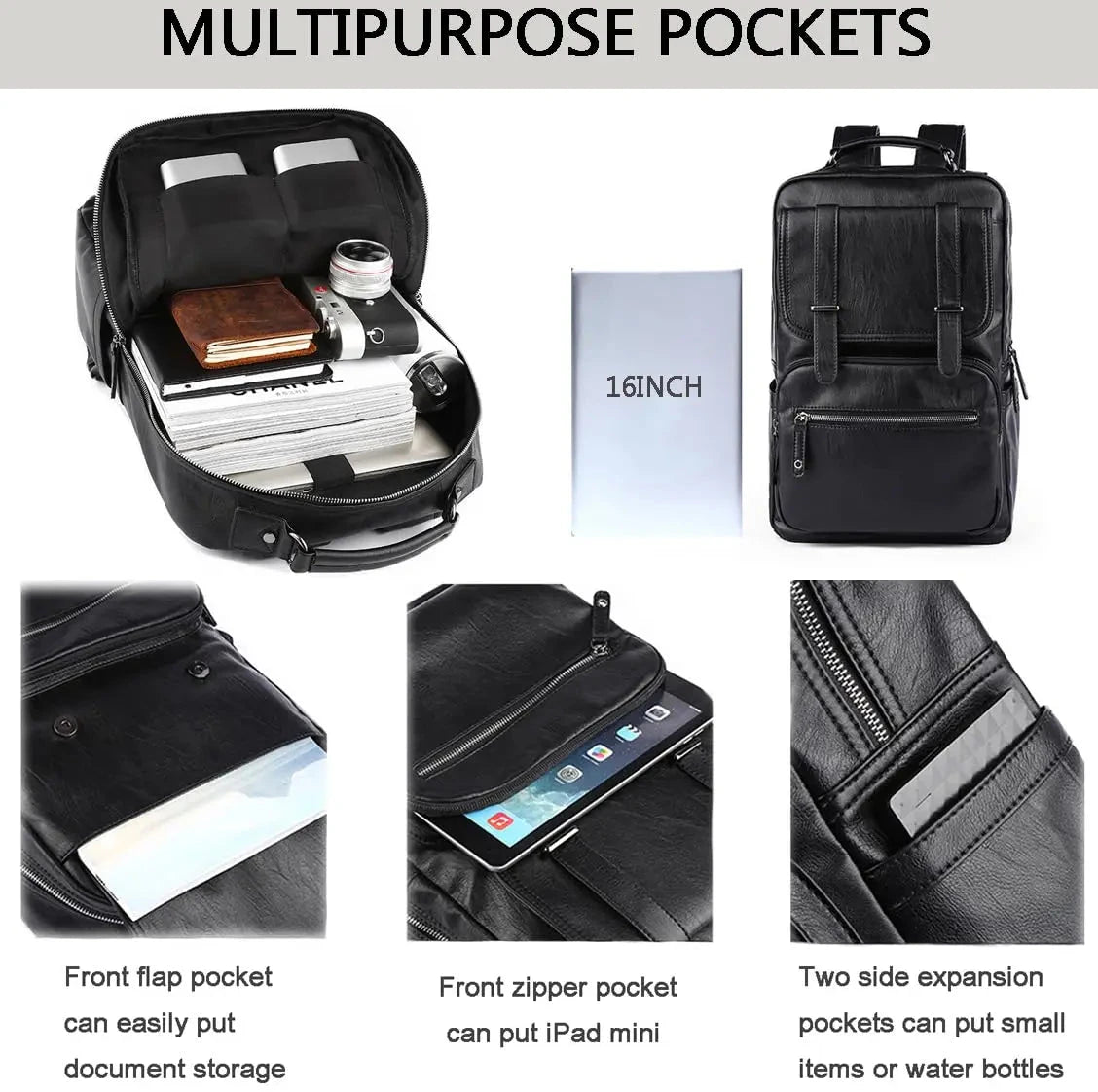 MOYYI Leather Laptop Backpack for Men Waterproof Travel GlowCart