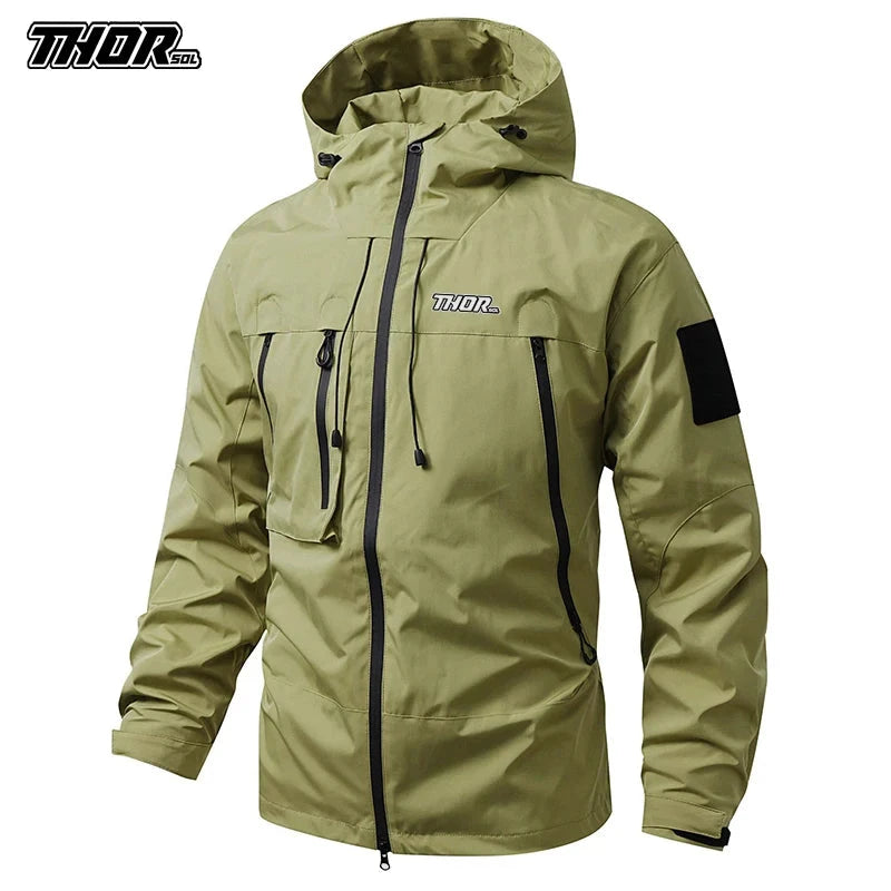 THORSOL Cycling Rain Jacket Men's Waterproof Hooded Road GlowCart