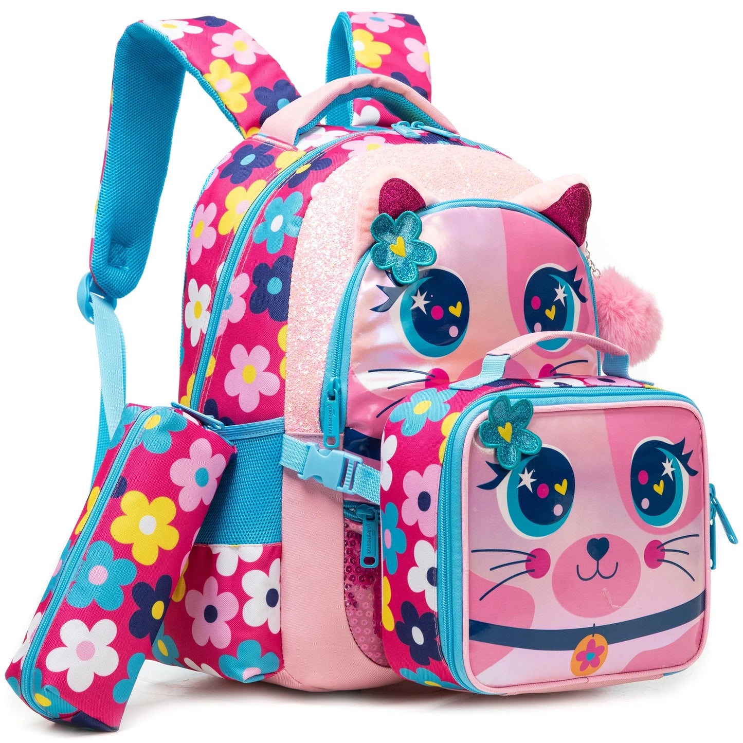 Backpacks for Girls School Bag Ages 8-10 with Lunch Box Kids Bookbag Set Travel Backpack for Preschool Elementary Students GlowCart