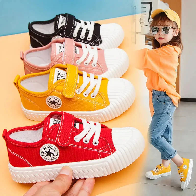Children's Canvas Shoes Soft Sole Comfortable Cookie Shoes Boys and Girls Breathable Non-slip Leisure Sports Canvas Shoes GlowCart