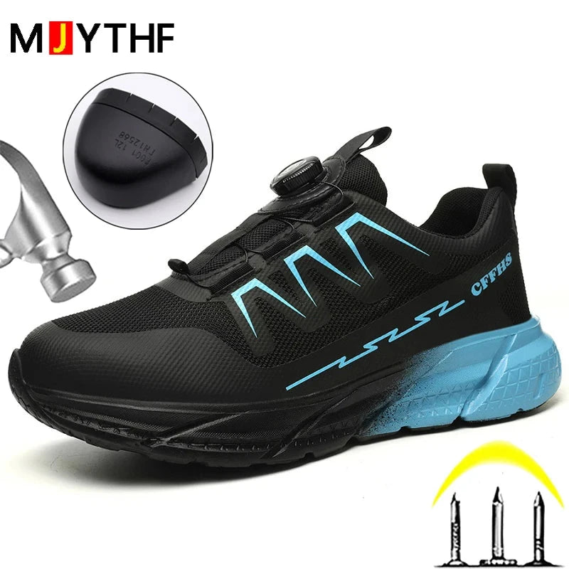 Rotating Buttons Work Safety Shoes For Women Men Steel Toe Shoes Puncture-Proof Women Work Sneakers Lightweight Protective Shoes GlowCart