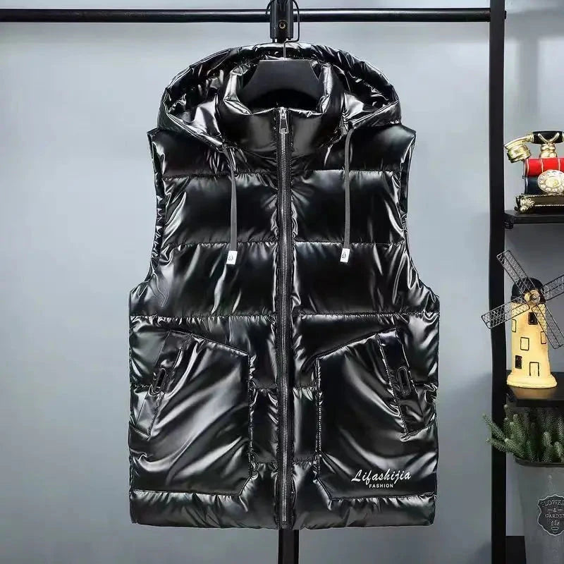 Autumn Witner Down Cotton Vest Men Black Gold Silver GlowCart