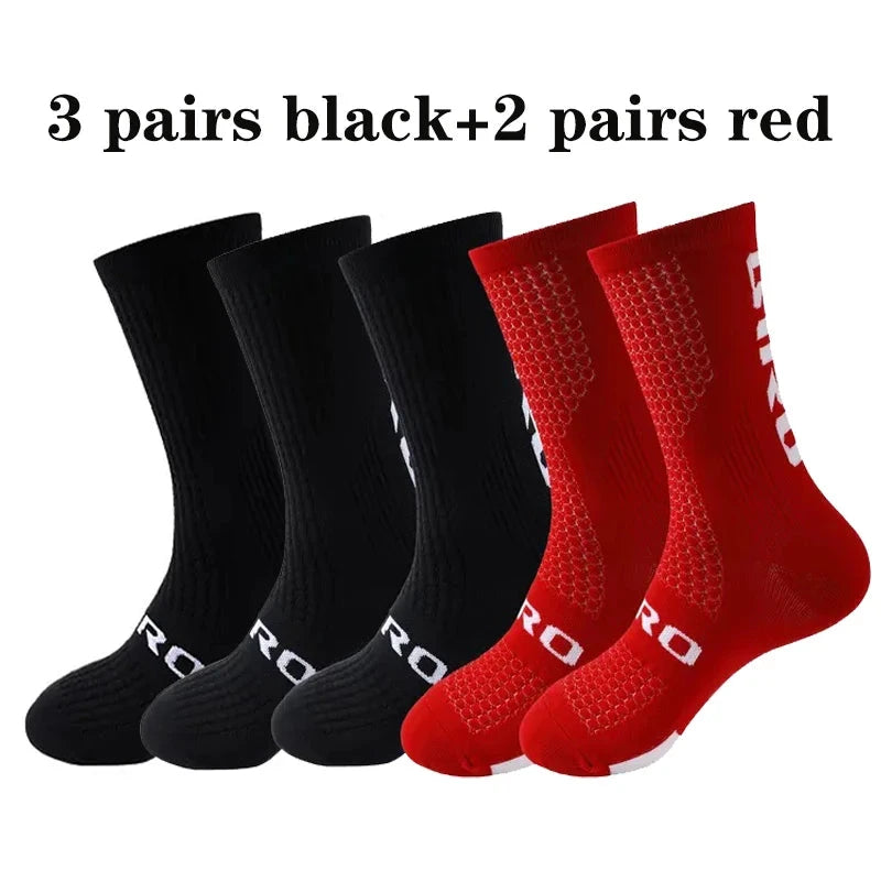 GIR0 5pairs 2026 New Cycling Socks Bike Nurse Compression Road Bike Running Mtb Knee-high White Sports Funny Brand Black GlowCart