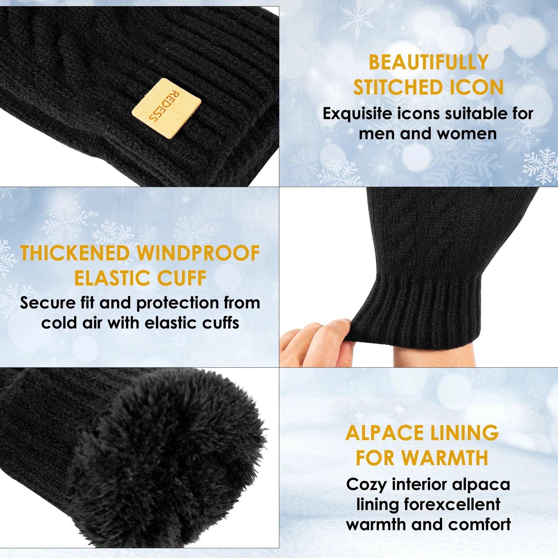 Winter warm sports gloves, with added insulation inside, GlowCart