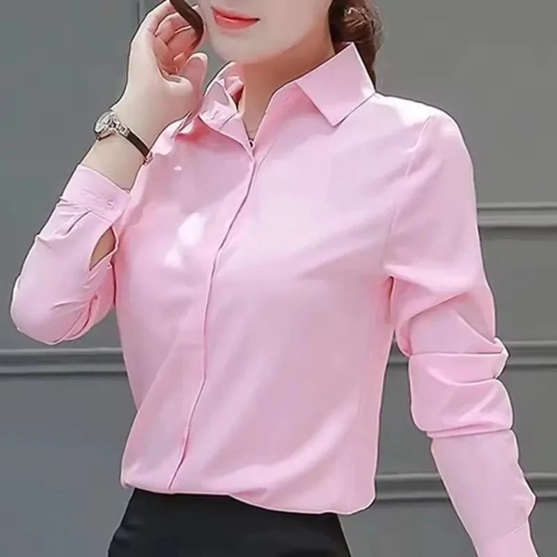 Korean Fashion Women's Shirt 2025 Spring Autumn Slimming GlowCart