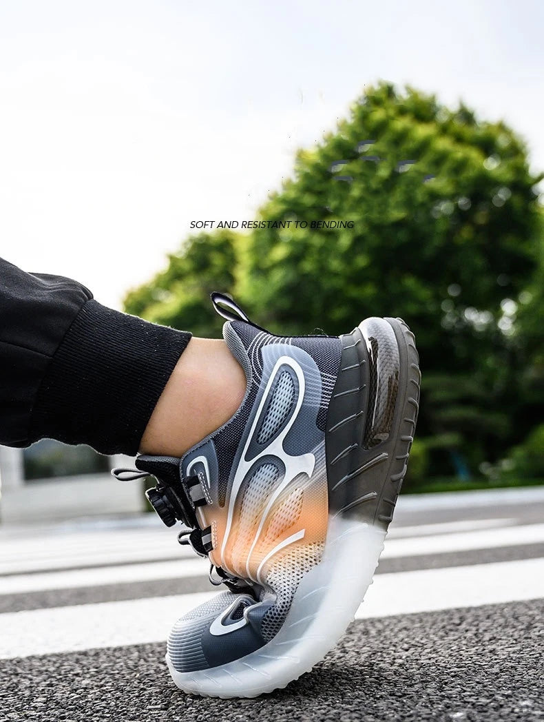 High-top men's all-season universal steel head anti-smash anti-puncture rotating buckle non-slip wear-resistant safety shoes GlowCart