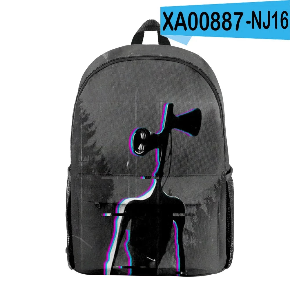 Trendy Youthful Horror Creepypasta Siren Head School Bags GlowCart
