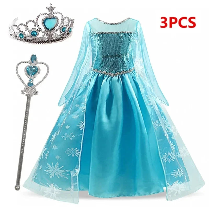 Girls Snow Queen Elsa Kids Costumes for Girl 2025 Carnival GlowCart