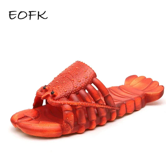 EOFK Lobster Slippers Women Funny Animal Summer Flip Flops Cute Beach Shower Casual Unisex Big Size Soft Home Slides GlowCart