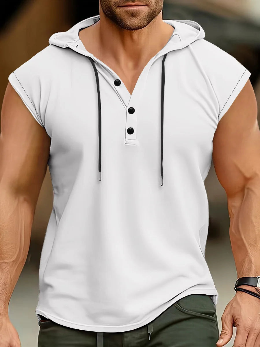 Summer Men's Tank Top Europe And The United States Men's Hooded Jumper Men Casual Sports Thin Breathable Sleeveless Vest Tops GlowCart