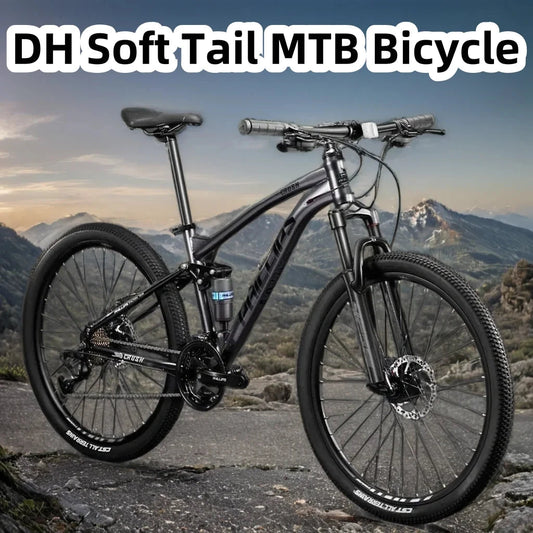 Downhill Full Suspension Mountain Bicycle 24/26/27.5inch Soft Tail Dual Shock Absorber Mountain Bike Cross Country DH Bike GlowCart