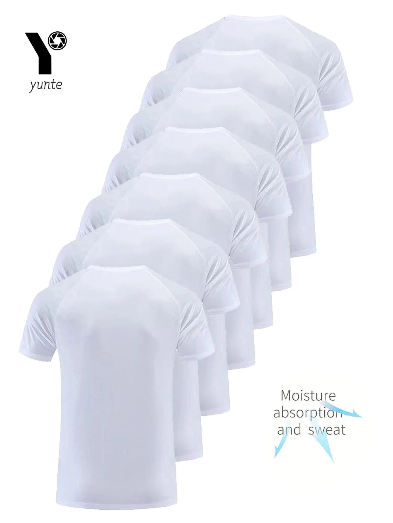 Round Neck T-Shirt 7-Piece White Ultra-Light Men's GlowCart