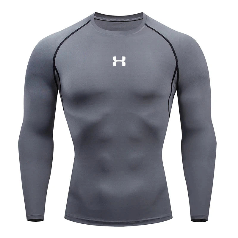 Men Running Compression T-shirt Long sleeves Sport Tees Gym Fitness Sweatshirt Male Jogging Tracksuit Homme Athletic Shirt Tops GlowCart