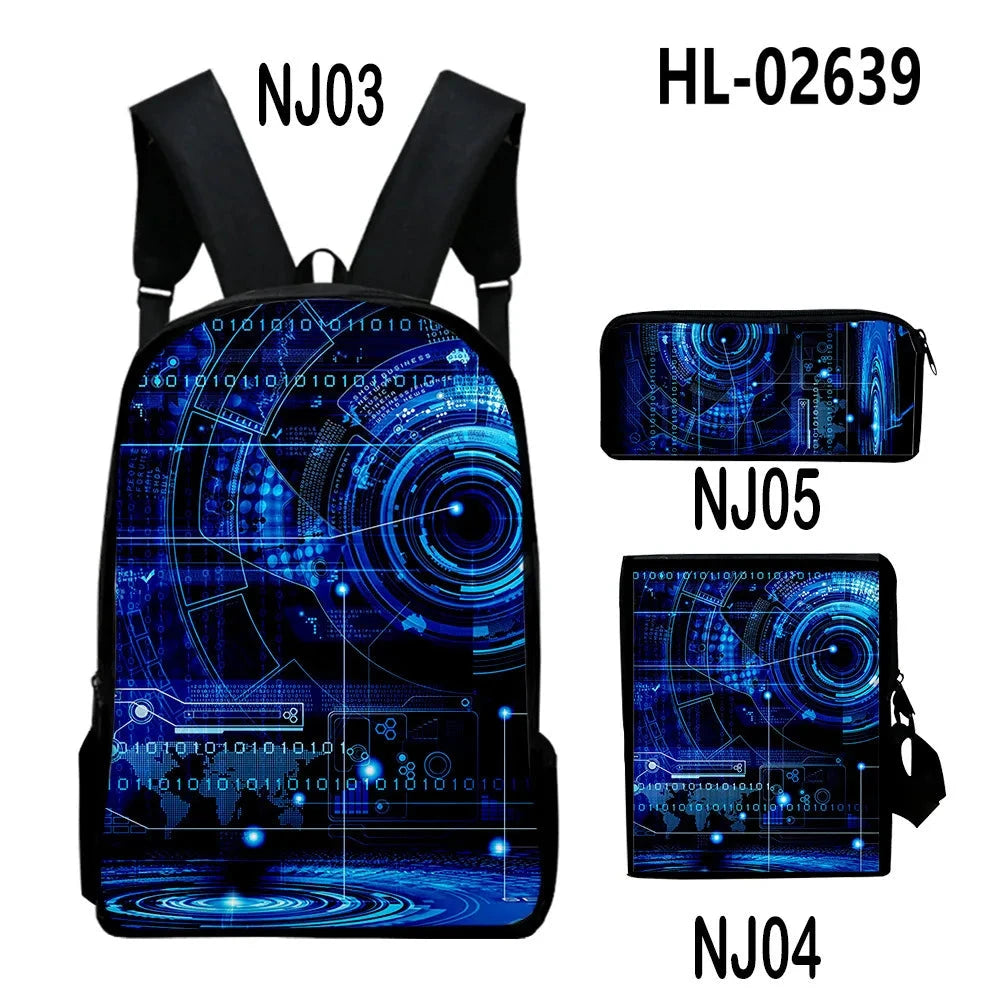 Fashion Youthful Technology style 3D Print 3pcs/Set Student GlowCart