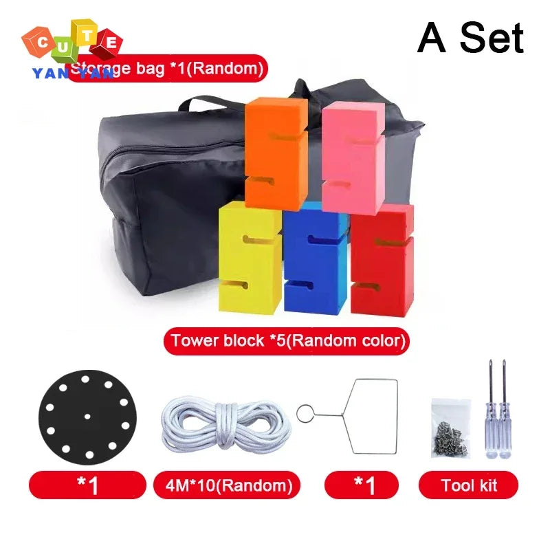 Summer Toys Indoor Outdoor Expansion Props Fun Games Kids Adult Build Tower Block Together Team Building Sensory System Training GlowCart