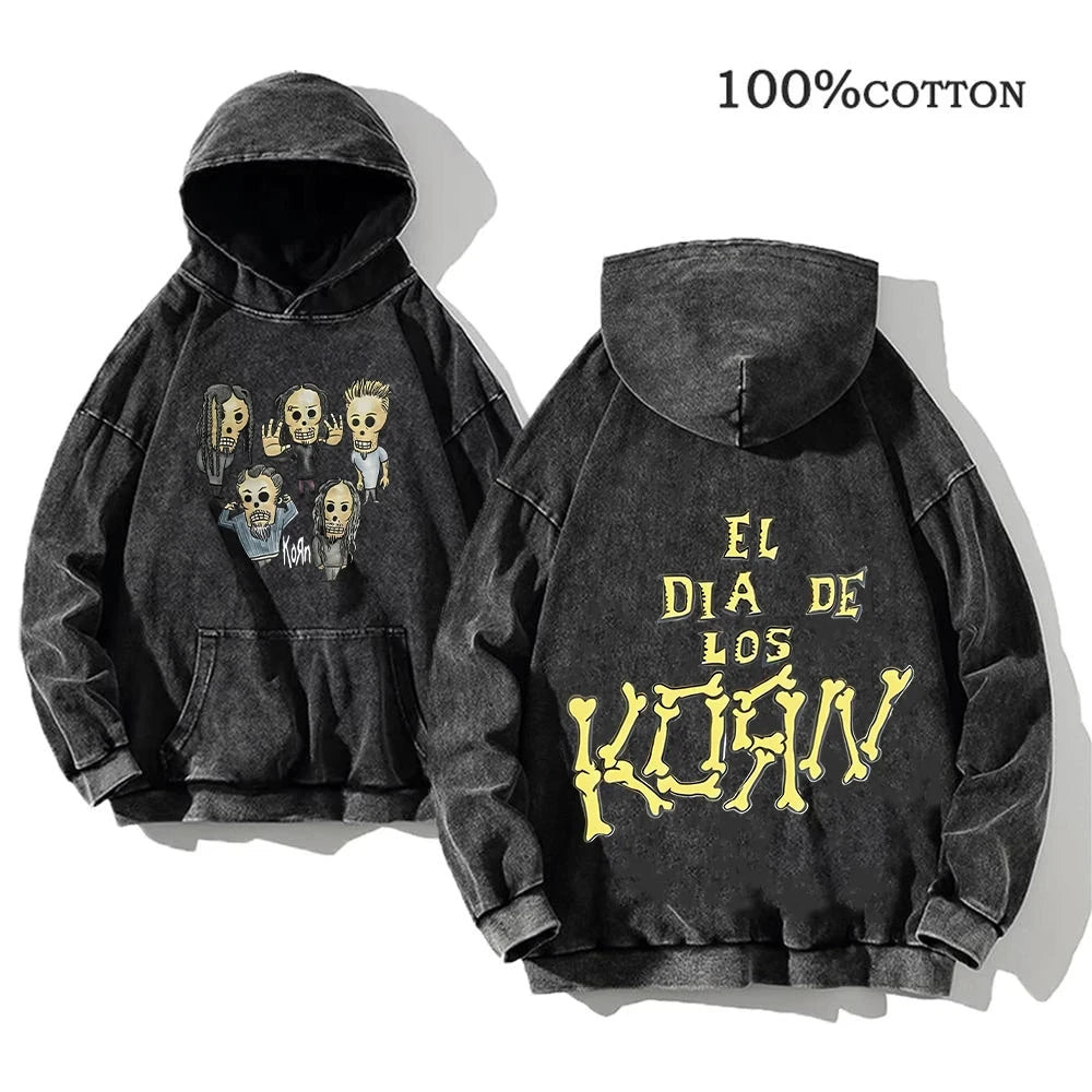 Korn Rock Band World Tour Hoodies Vintage Washed Men's GlowCart