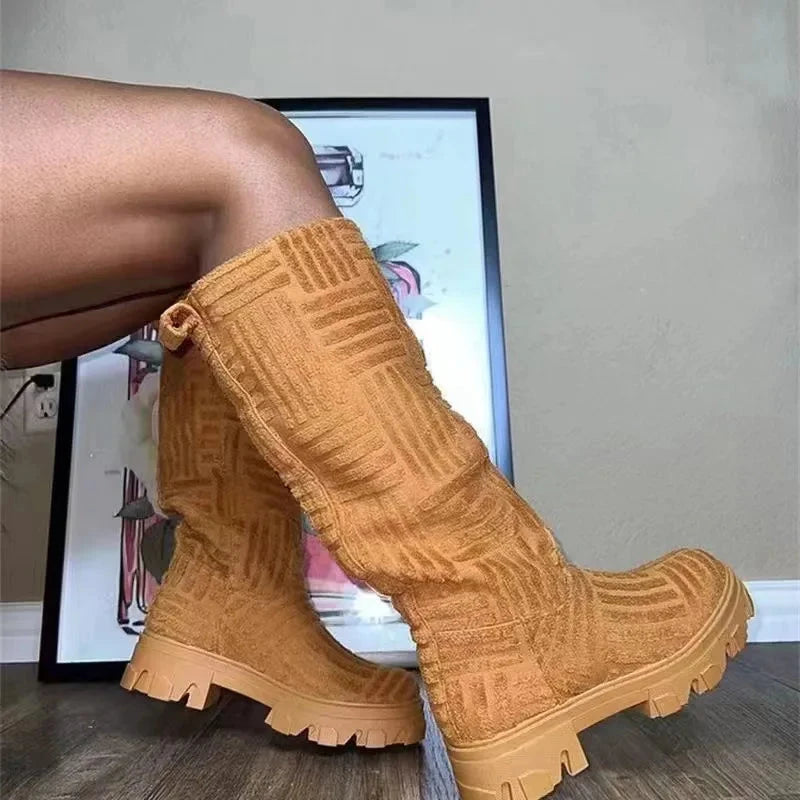 Luxury brand 2025 new women thick-soled thick-heeled warm GlowCart