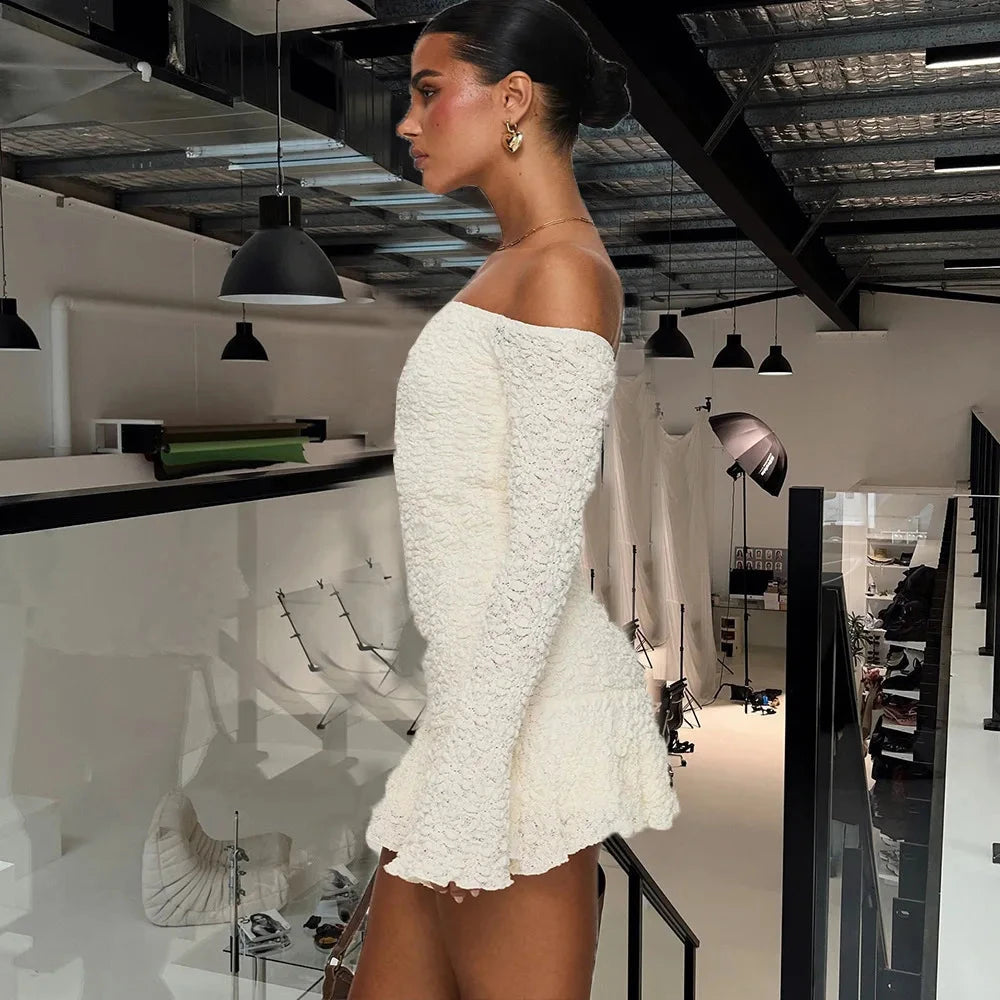 Nibber Temperament Women Dress One Shoulder Ruffles 3d GlowCart