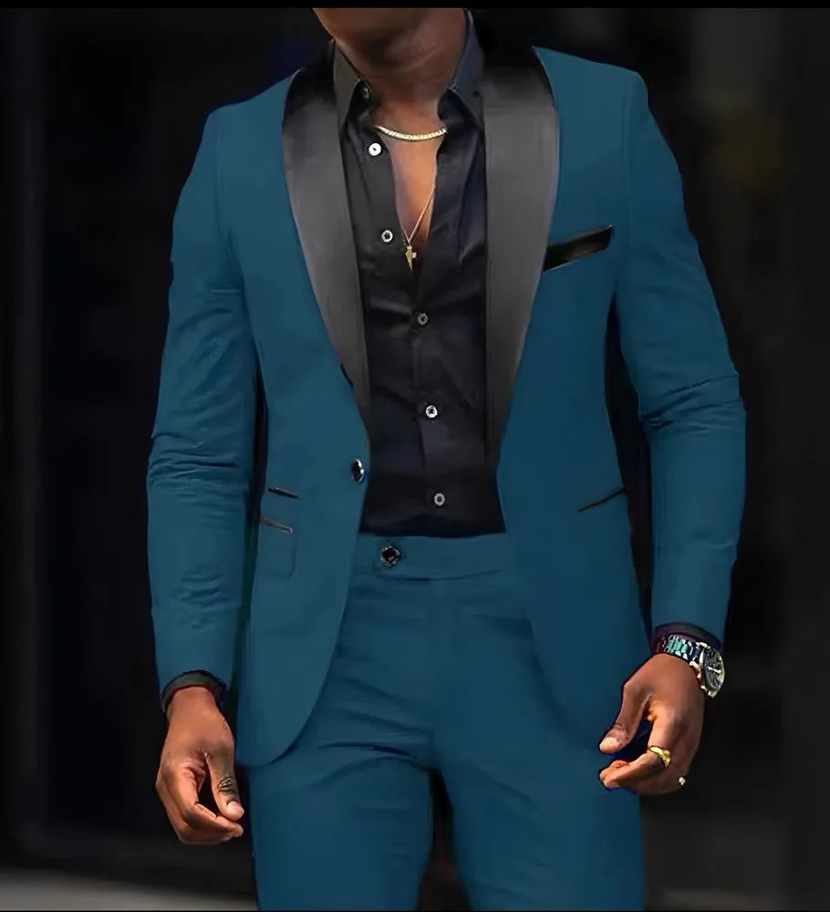 2-Piece Men's Suit Suitable For Wedding Business Suits, Single Button Jackets And Pants Sets, Slim Fit Jacket Sets GlowCart
