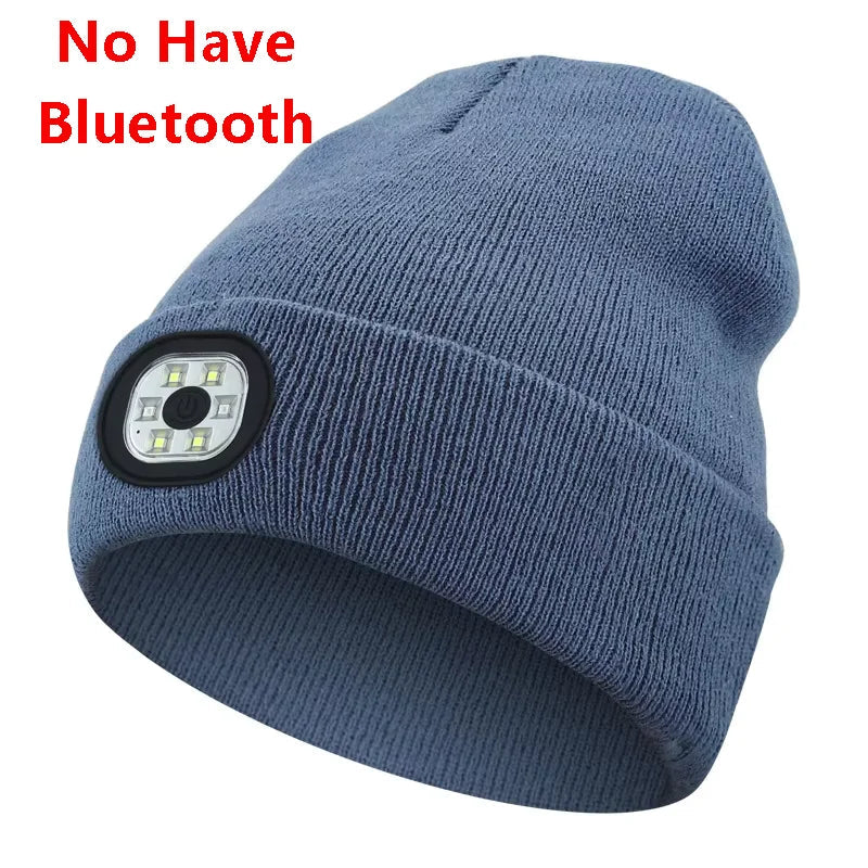 Can be equipped with Wireless Bluetooth music knitted hat new outdoorledlighting rechargeable detachable luminous sleeve cap GlowCart