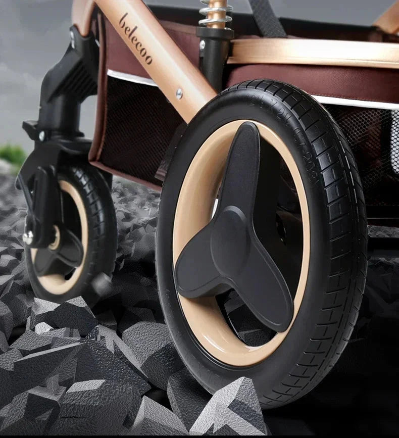 Baby stroller 3 in 1 with car seat 530D baby carriage removed sleeping basket two-way travel stroller High quality Belecoo GlowCart