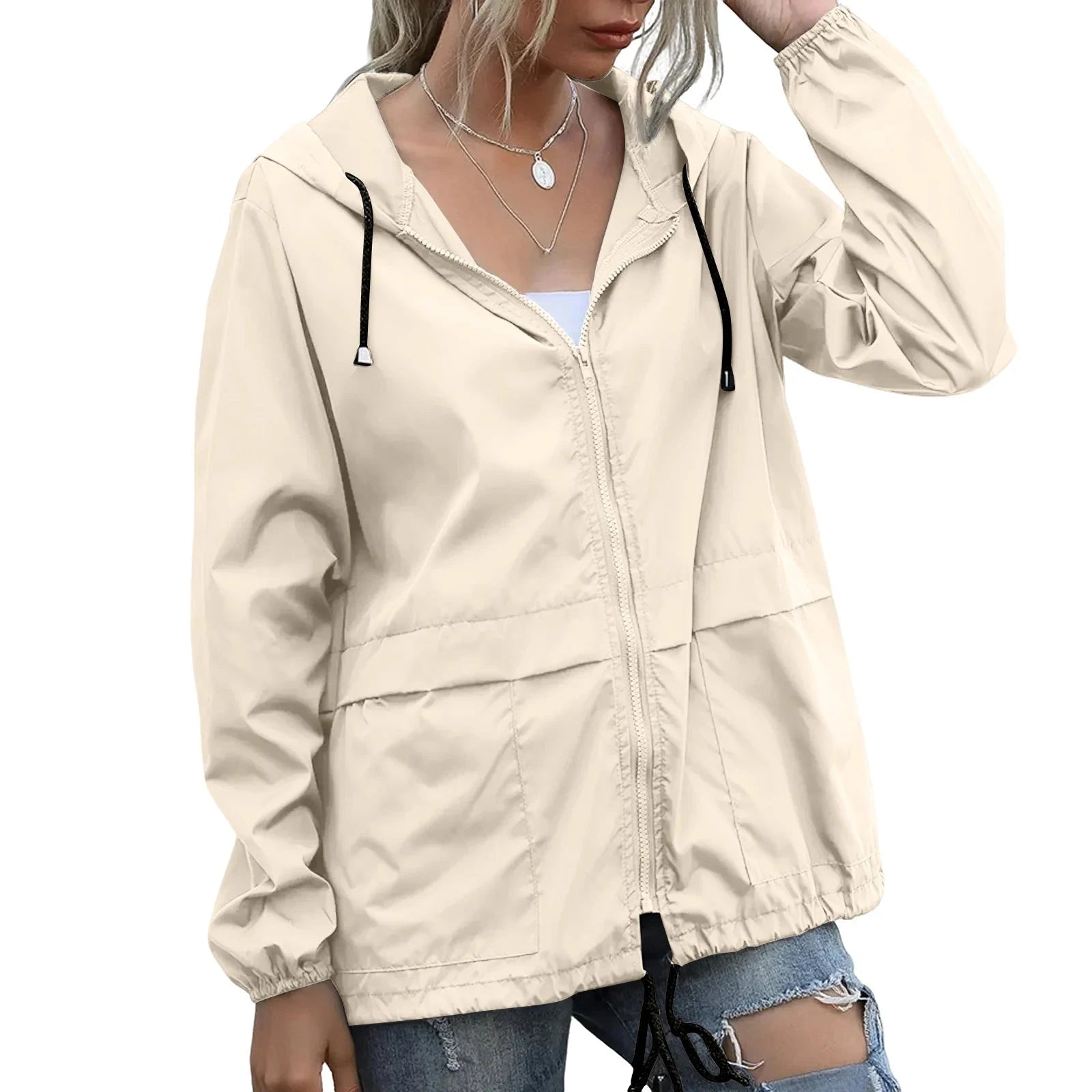 Solid Hooded Windproof Quick Dry Coat Ultra-Light Short GlowCart