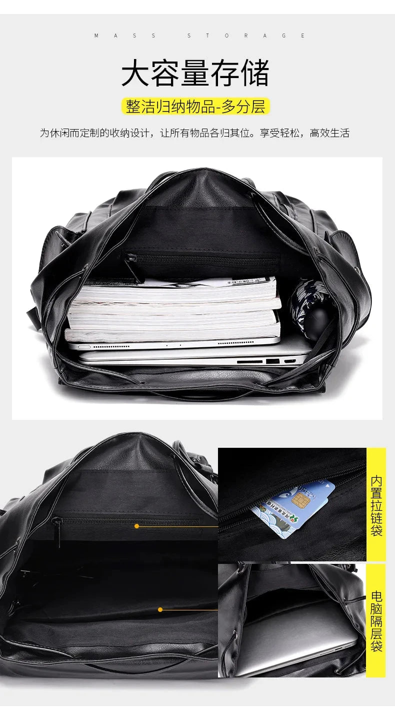 Fashion Luxury Brand Men Backpack Leather School backpack GlowCart