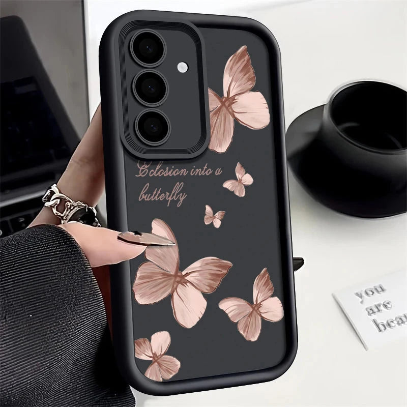 Gold Butterfly Soft TPU Case For Samsung Galaxy A55 A17 A54 GlowCart