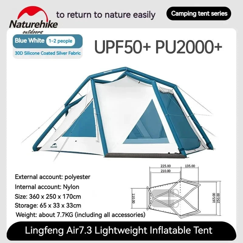 Naturehike Air 7.3 UPF50 Ultralight Inflatable Tent 1-2 GlowCart