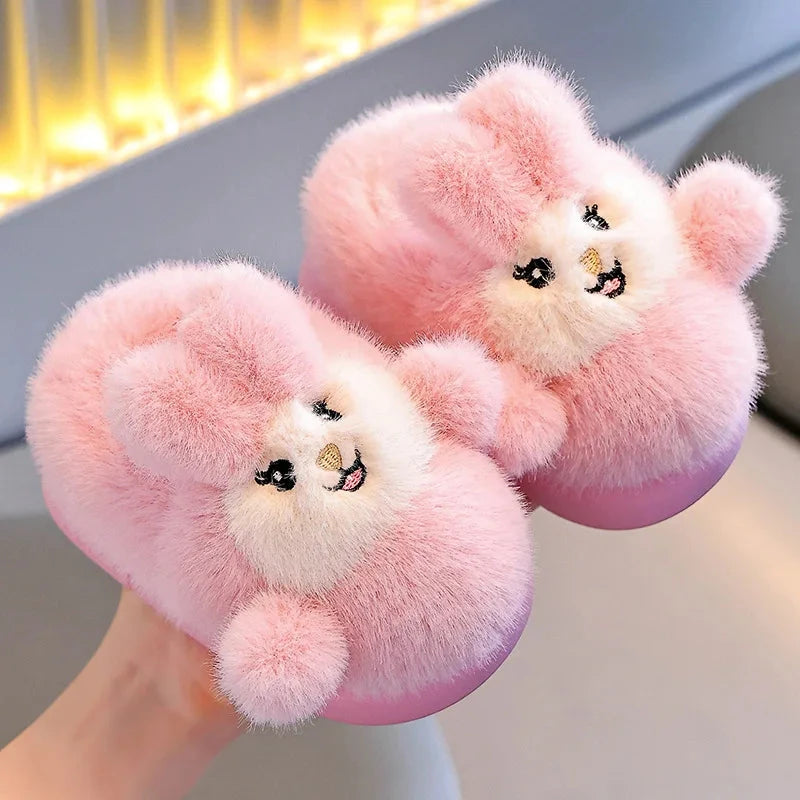 Children Cotton Shoes 2025 Winter Plush Cotton Slippers Boys Girls Cute Cartoon Comfort Anti Slip Indoor Warm Cold-proof Shoes GlowCart