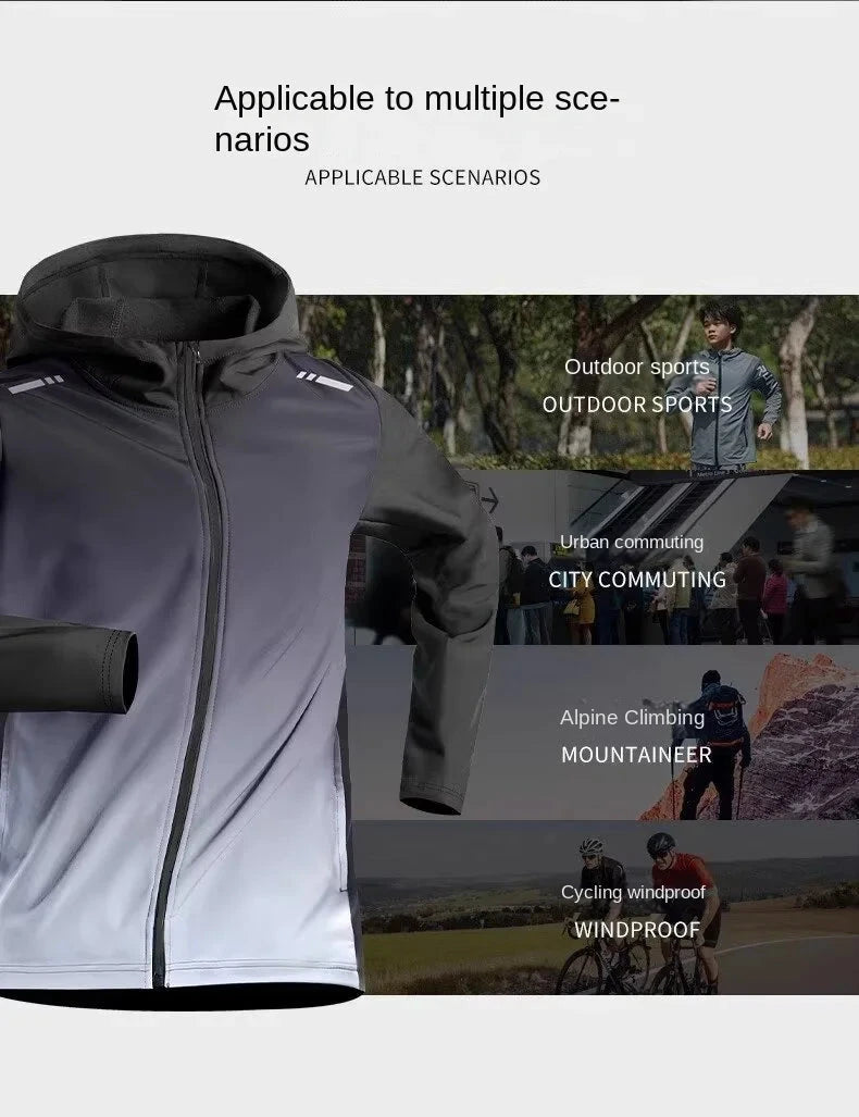 Men's Fall Quick-Dry Running Jacket Sporty Windbreaker Gym Top Professional Morning Run Training Sweatshirt with Fleece Lining a GlowCart