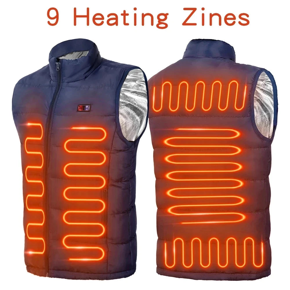 9 Heated Vest Zones Electric Heated Jackets Men Women GlowCart