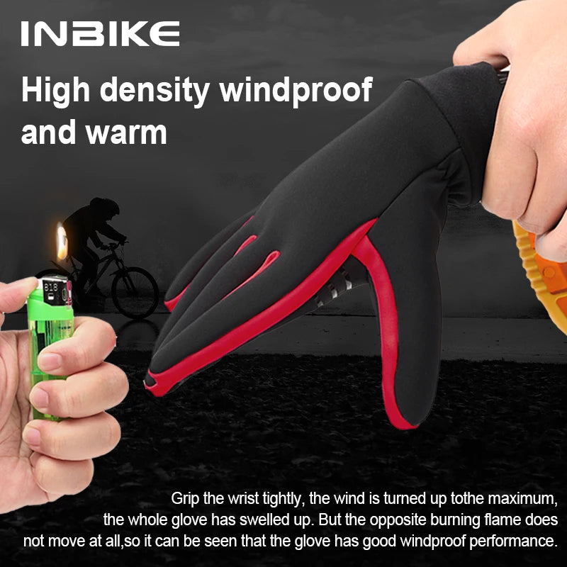 INBIKE Winter Gloves for Men Women Thermal Fleece Cycling Gloves Full Finger Touchscreen Anti-Shock Road Mountain Bicycle Gloves GlowCart