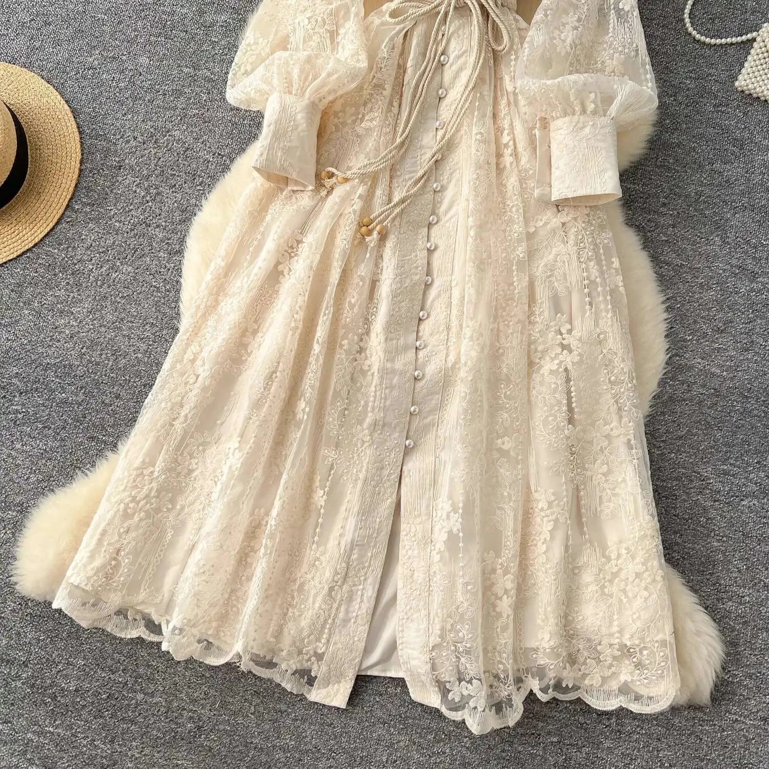 Luxury Embroidery Formal Dresses Women Summer Autumn Lantern GlowCart